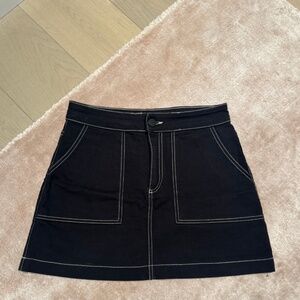 Zara Black Contrast Stitching Cargo Mini Skirt